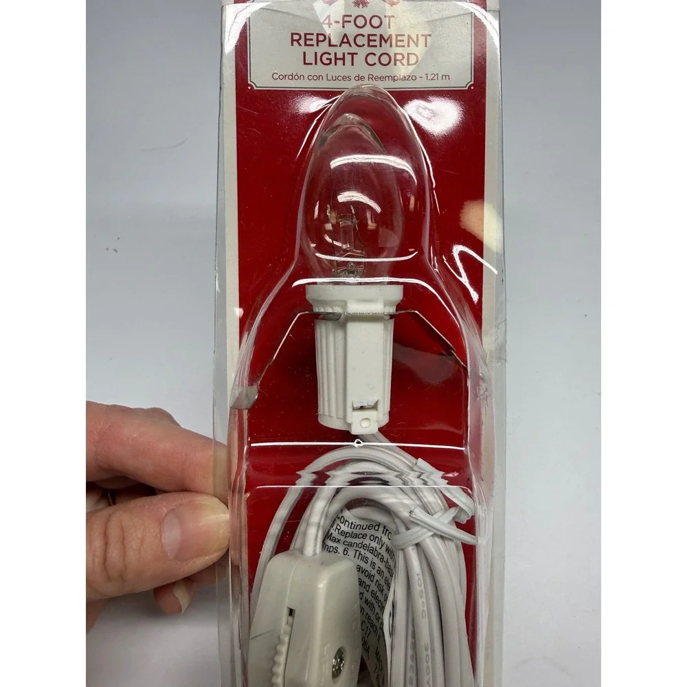 Holiday Time 4 Foot Replacement Light Cord with Bulb White 18-313 Indoor Use